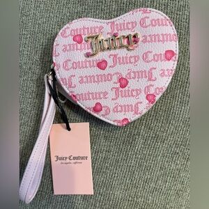 Juicy Couture Pink Heart-Shaped Wristlet with Gold Logo